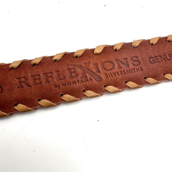 REFLEXIONS by MONTANA unisex leather belt with turquoise on buckle  men women main image 10